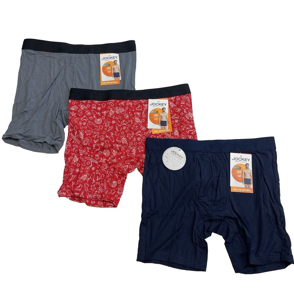 Jockey Active Ultra Soft Boxer Briefs Men Medium Multicolor 3 Pack Modal Stretch